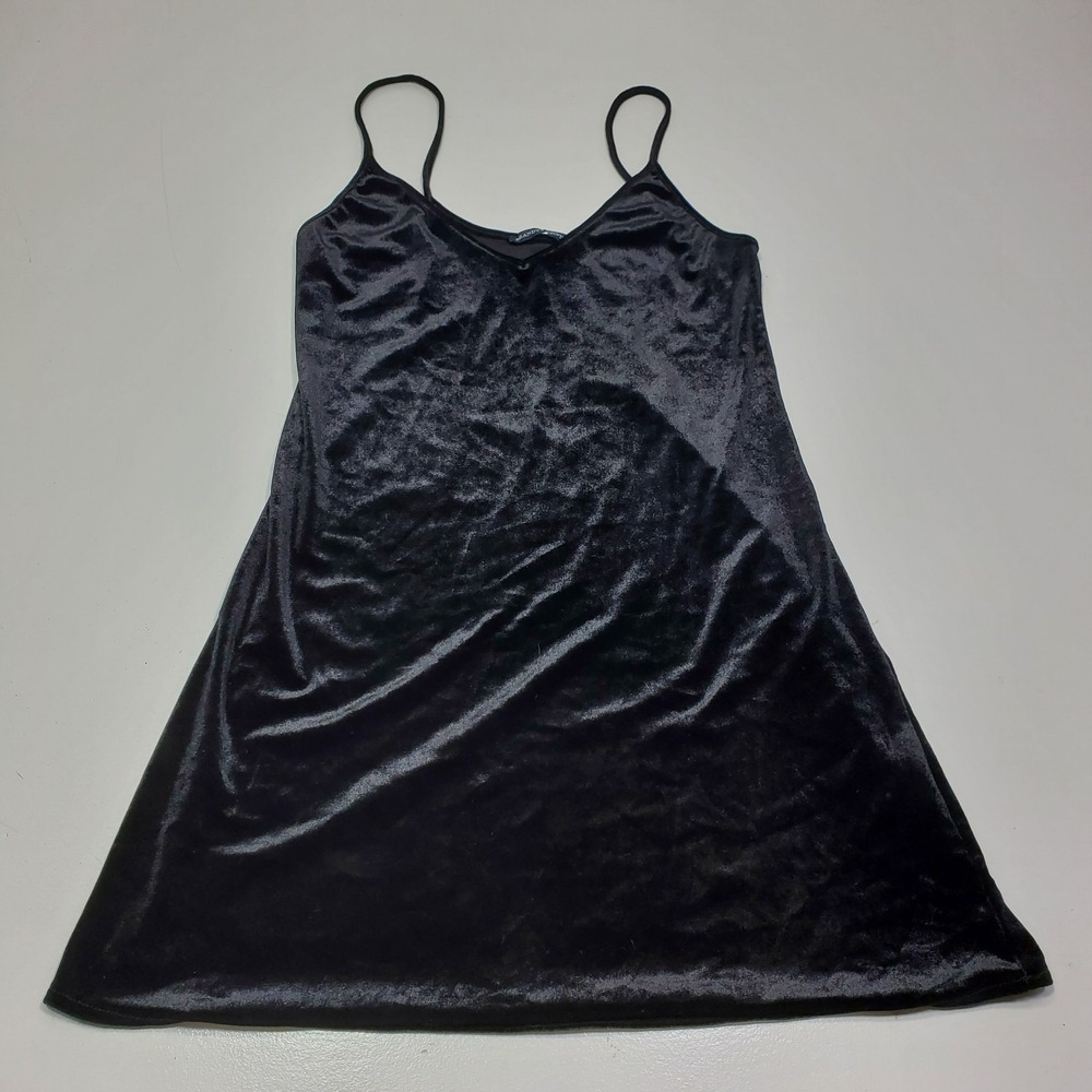 Brandy Melville Women Dress‎ Black XS Velvet mini Spaghetti Straps Stretchy Y2K